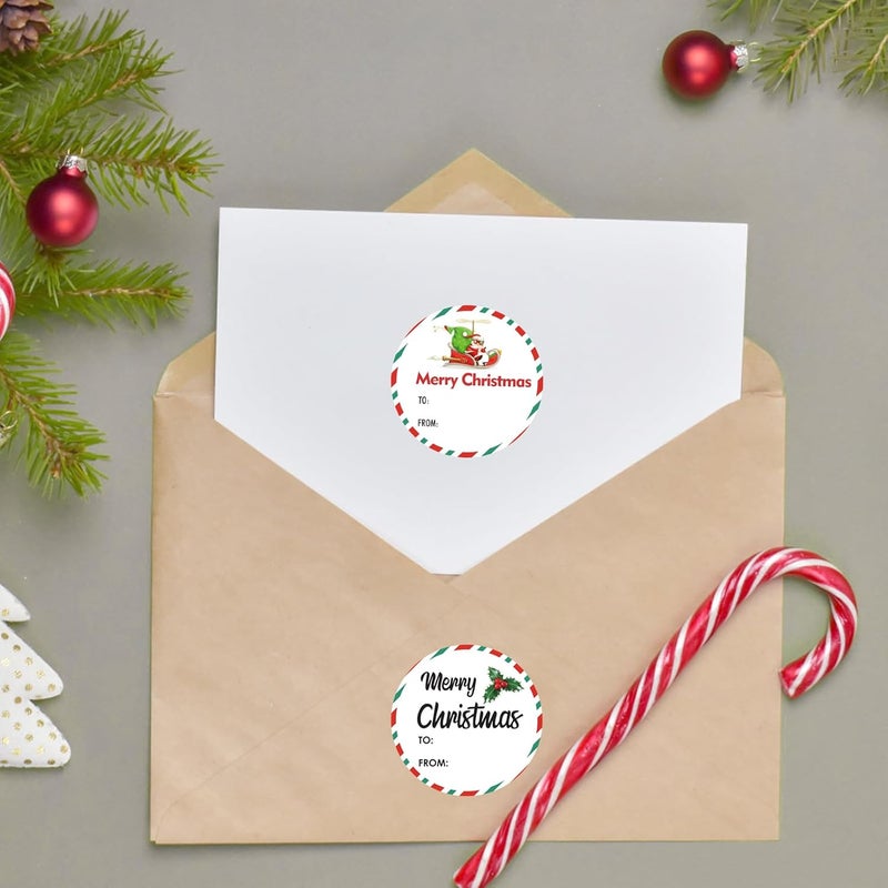 g2plus 120PCS Christmas Gift Name Stickers, 6 Styles Merry Christmas Stickers, 2'' Round Xmas Gift Tags Sticker, Xmas Santa Claus Label for Cards Envelope Seals(Red Green) - Image 4